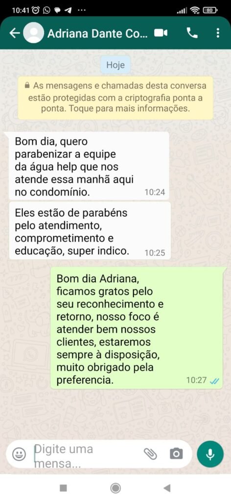 Cliente recomendando caminhão pipa que garantiu o abastecimento de água em evento e chegou pontualmente